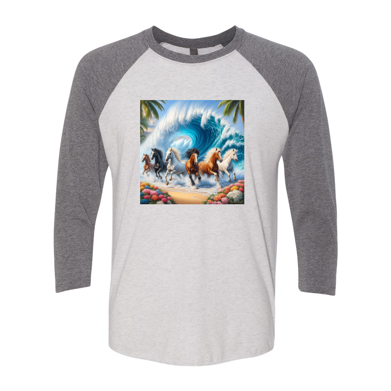 Ocean Herd of Horses 3 4 Sleeve Raglan T Shirts