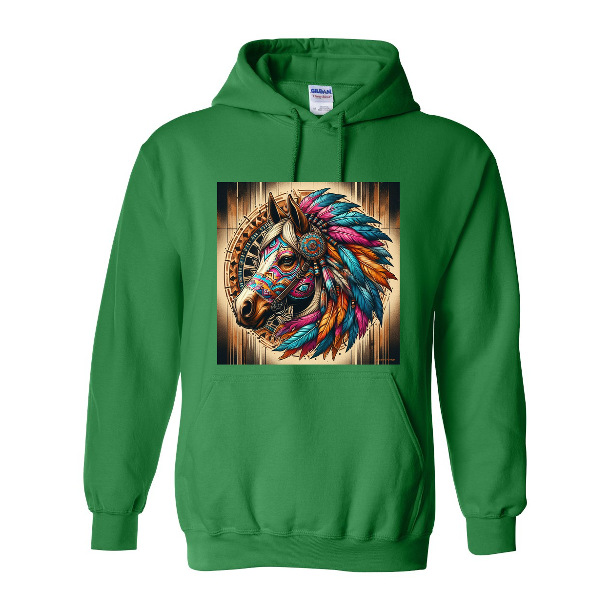 Tribal Horse Chief Pull Over Front Pocket Hoodies