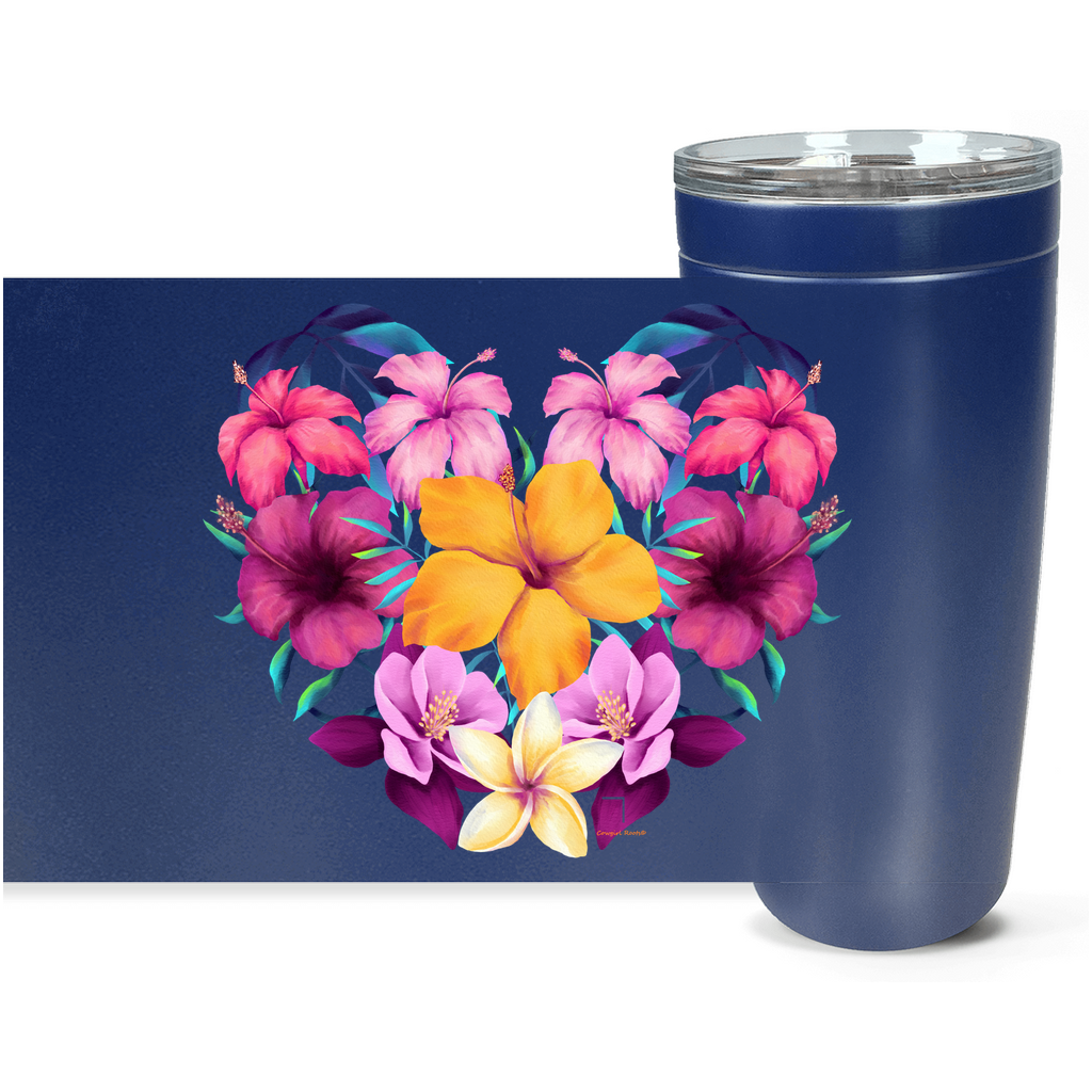 Cowgirl Roots™ Tropical Flower Heart Tumbler 20oz Stainless Steel Insulated Hot and Cold Travel Mugs