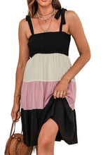 Load image into Gallery viewer, Multicolor or Black Smocked Color Block Sleeveless Mini Dress
