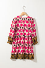 Load image into Gallery viewer, Strawberry Pink Retro Printed V Neck Bracelet Sleeve Dress
