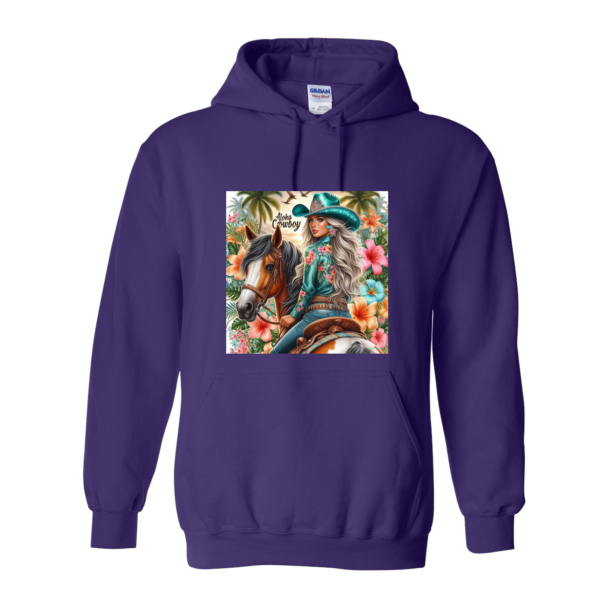 Aloha Cowboy Island Girl Pull Over Front Pocket Hoodies