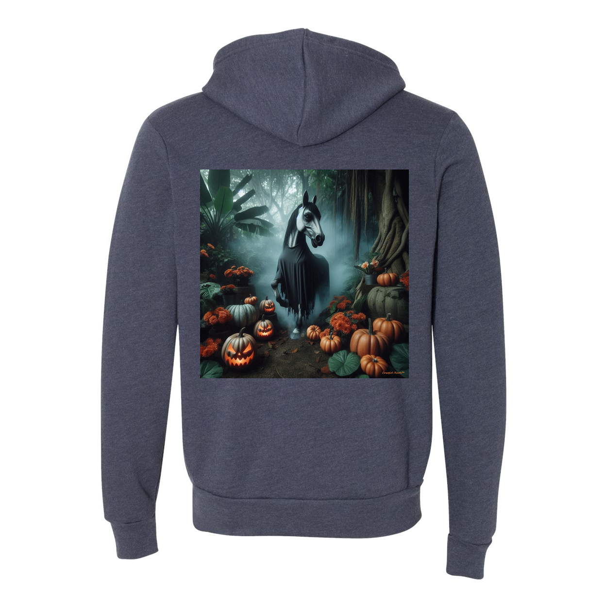 Eerie Halloween Horse Zip Up Sweatshirt