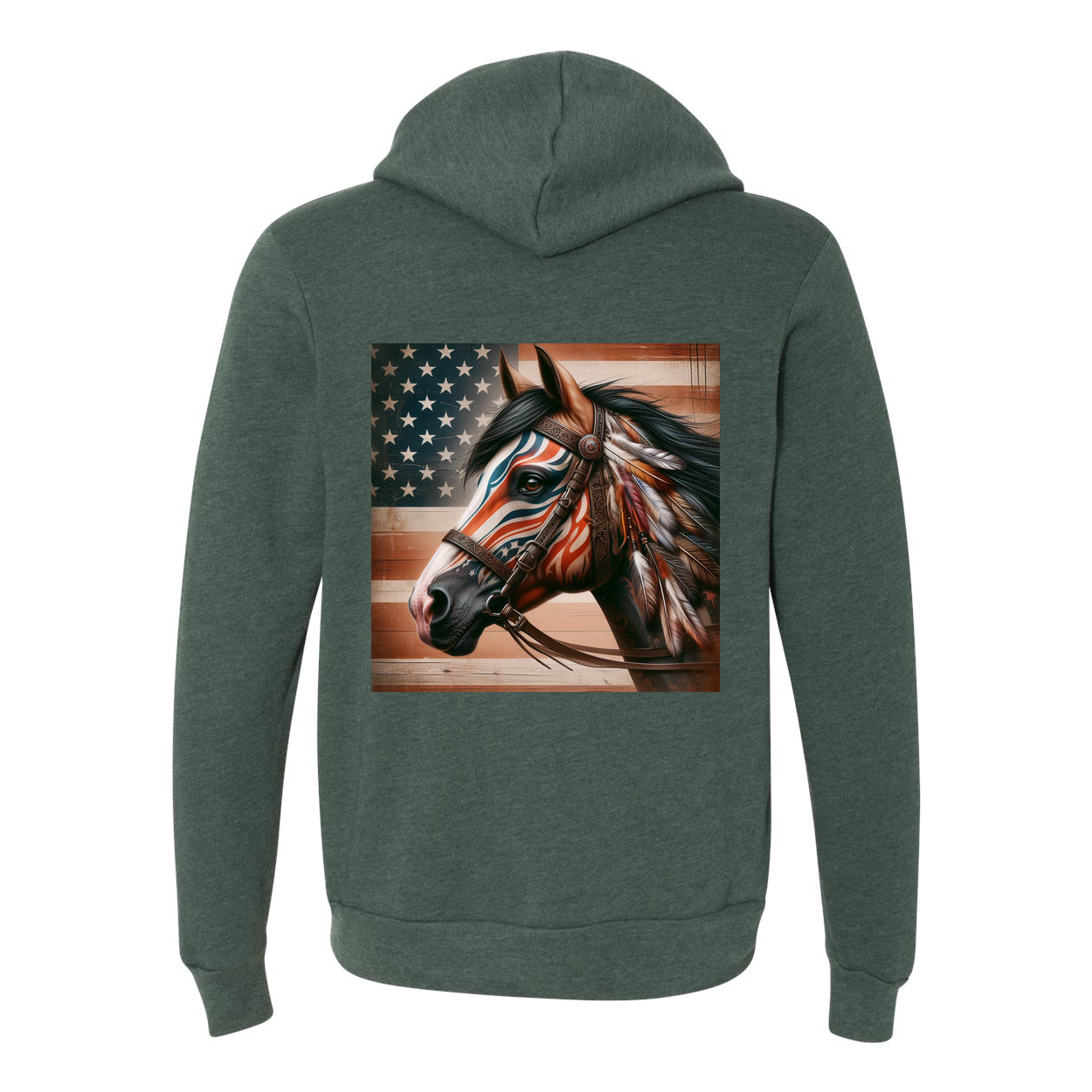 Freedom Horse American Flag Zip-Up Front Pocket Sweatshirts