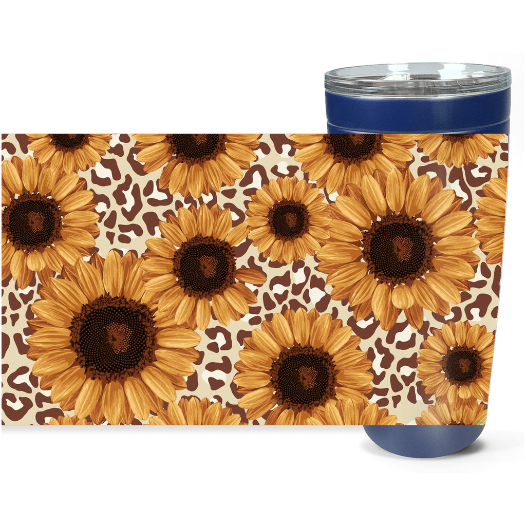 Cowgirl Roots™ Sunflower Leopard Print Design Tumbler 20oz Stainless Steel Insulated Hot and Cold Travel Mugs