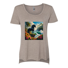 Load image into Gallery viewer, Tropical Black Stallion Horse Scoop Neck T Shirts
