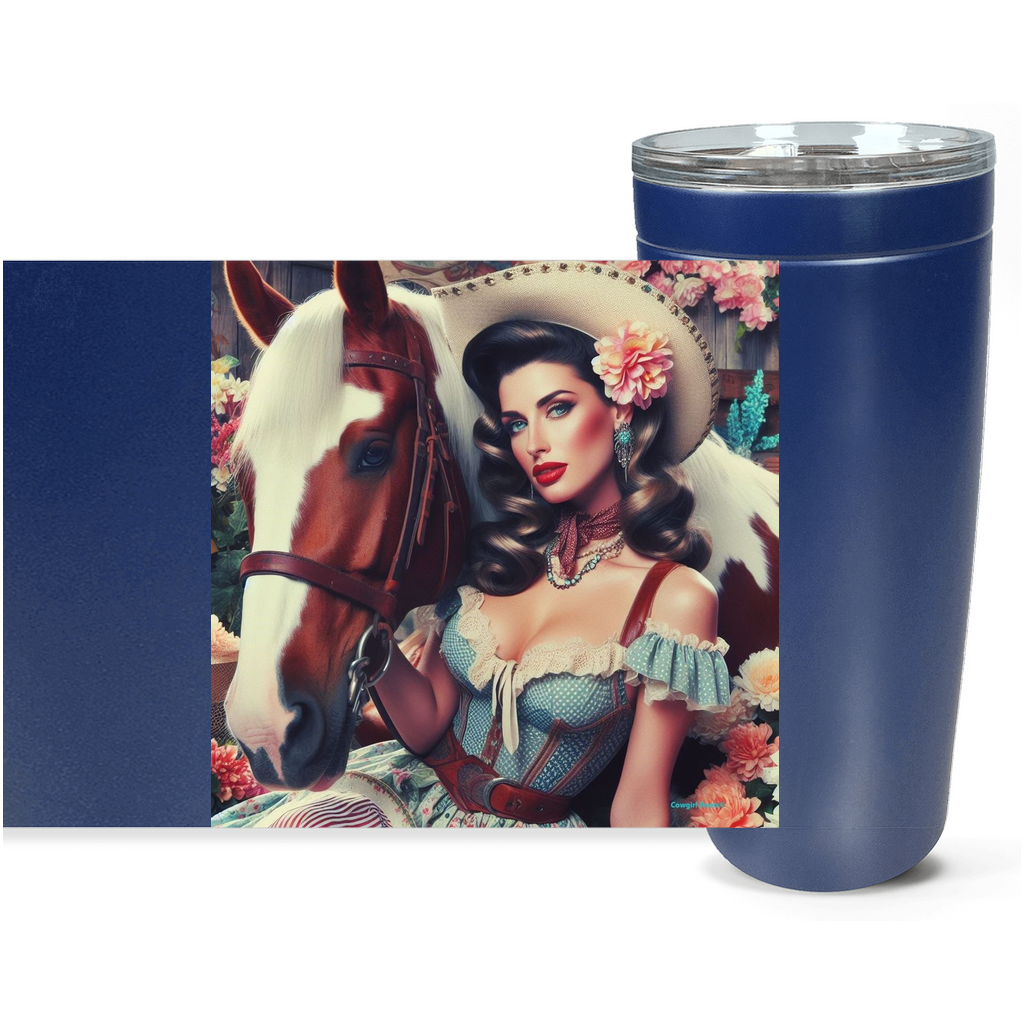 Cowgirl Roots™ Delilah Pin Up Cowgirl Tumbler 20oz Stainless Steel Insulated Hot and Cold Travel Mugs