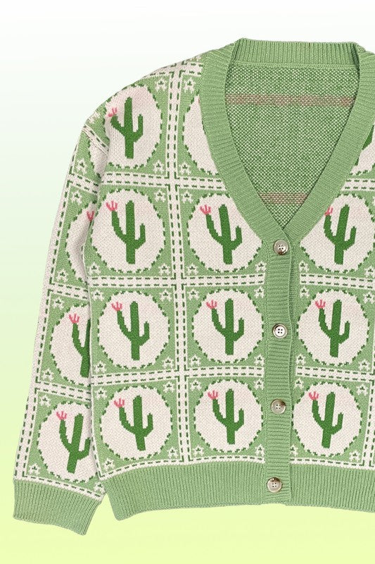 Cactus Tiled Knit Cardigan