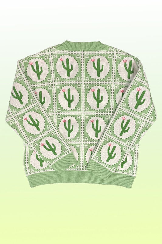 Cactus Tiled Knit Cardigan