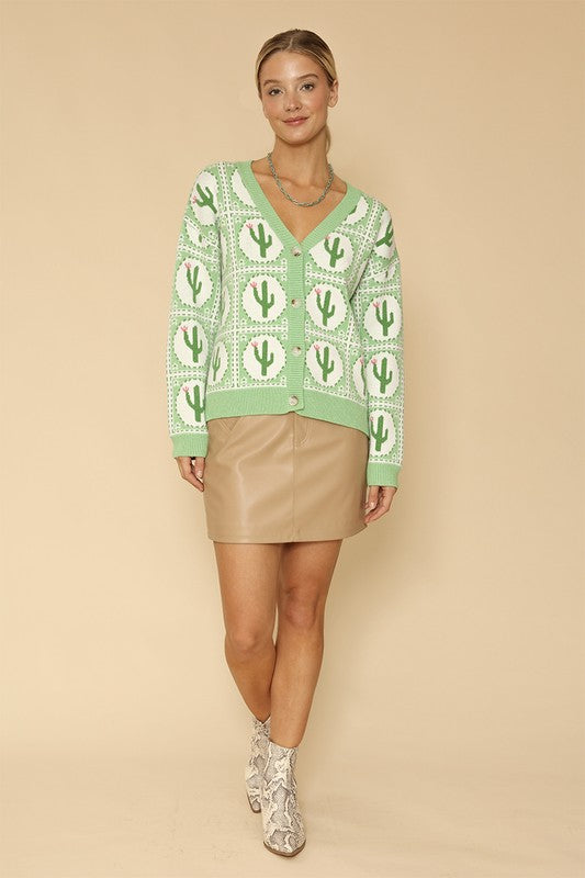 Cactus Tiled Knit Cardigan