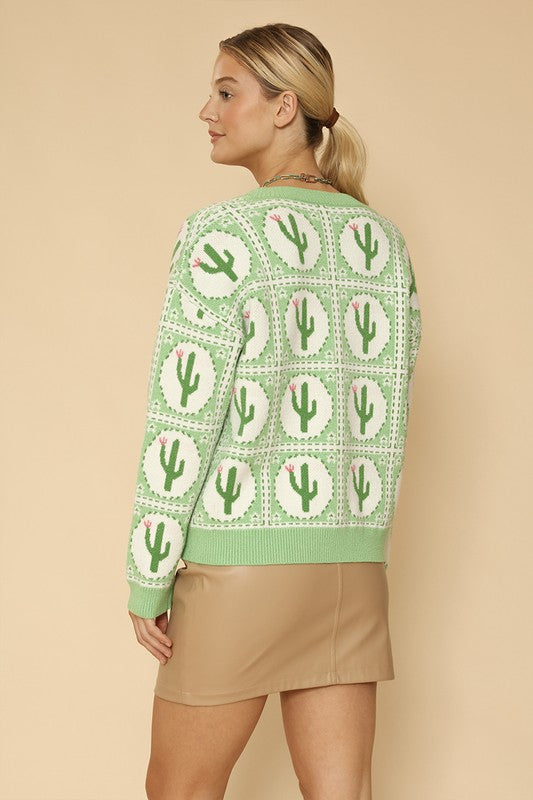 Cactus Tiled Knit Cardigan