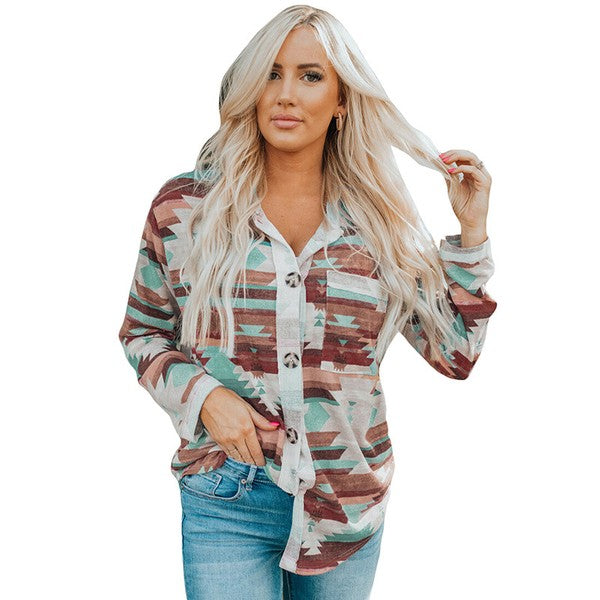 Women Buttoned Pocket Chest Long Sleeve Shirt