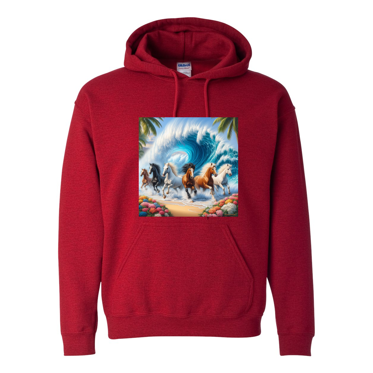 Ocean Herd of Horses Pull Over Front Pocket Hoodies