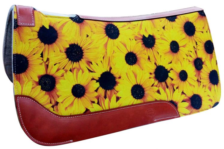 31" X 32" Sunflower Printed Solid Felt Saddle Pad