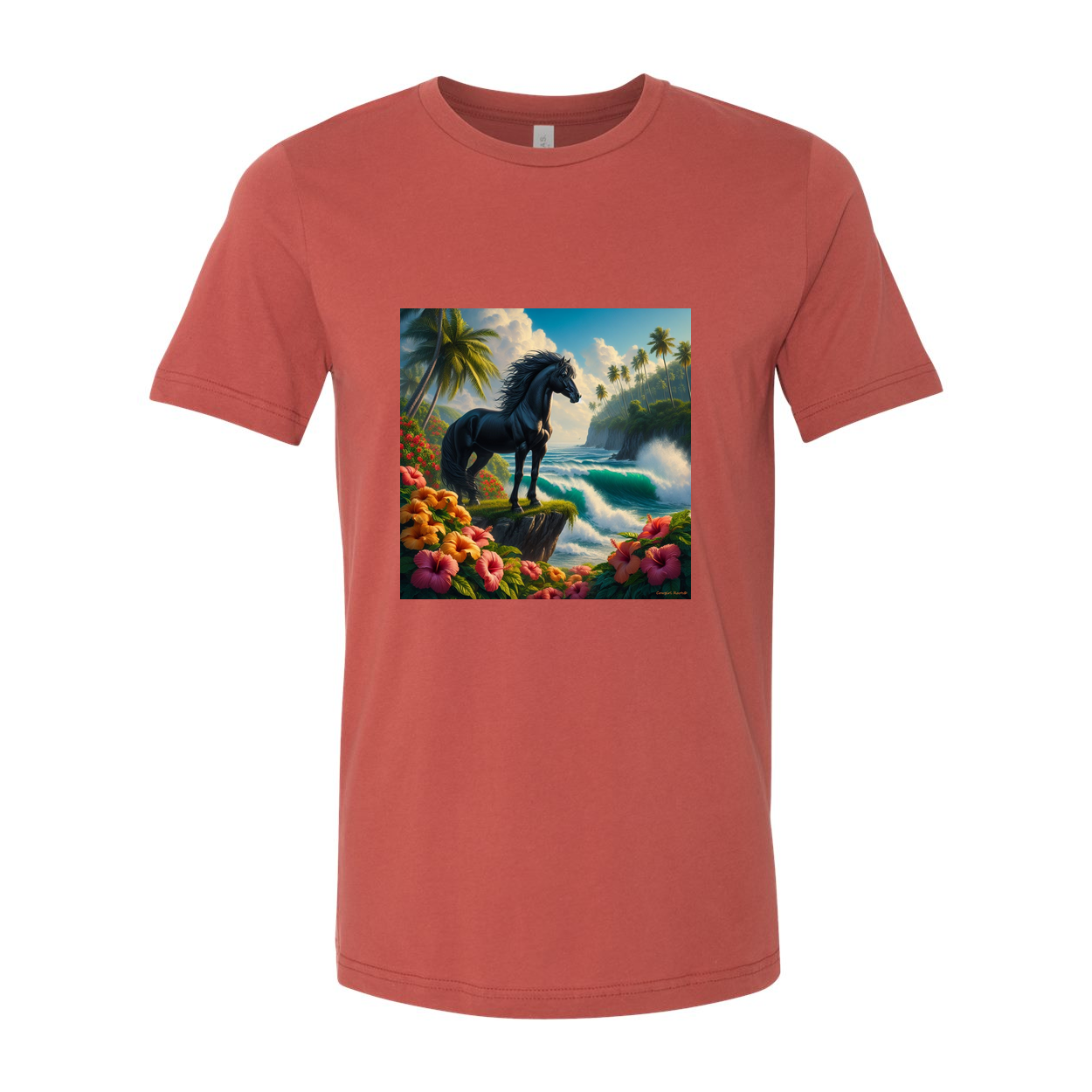 Tropical Black Island Stallion Horse T Shirts