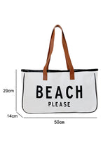 Load image into Gallery viewer, White BEACH PLEASE Print Large Canvas Tote Bag
