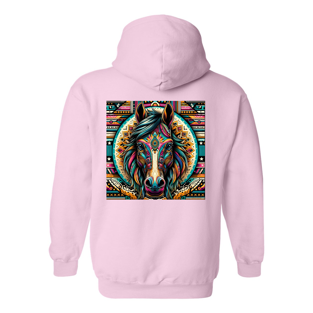 Tribal Horse Dusty Design on Back Front Pocket Hoodies