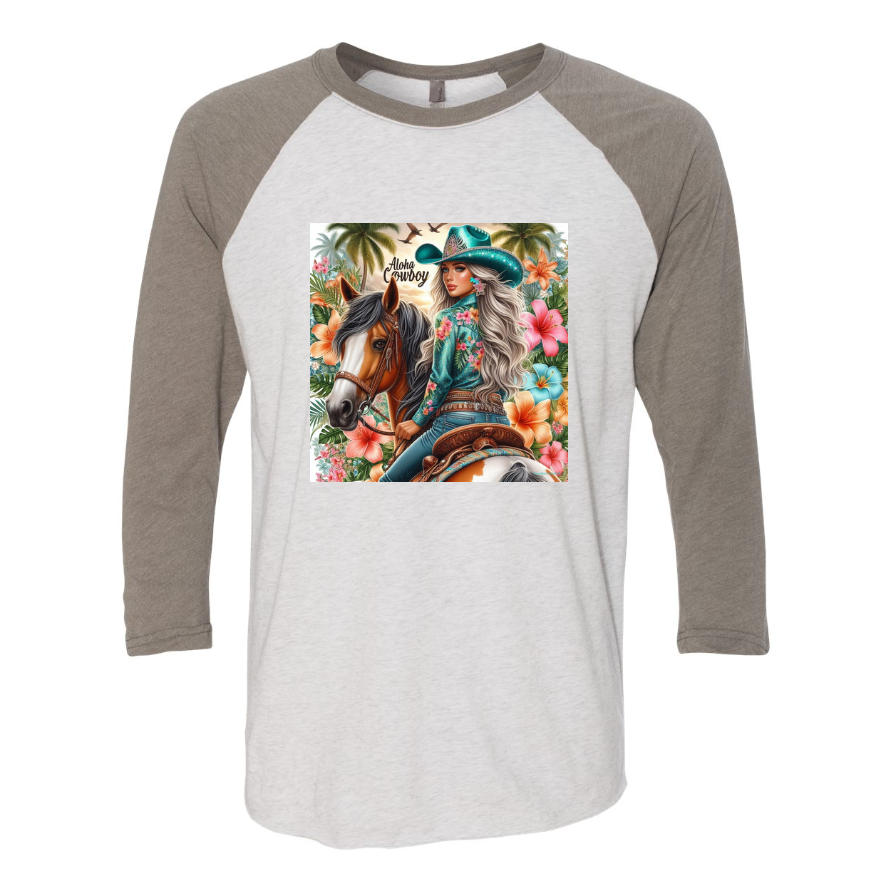 Aloha Cowboy Island Cowgirl 3 4 Sleeve Raglan T Shirts