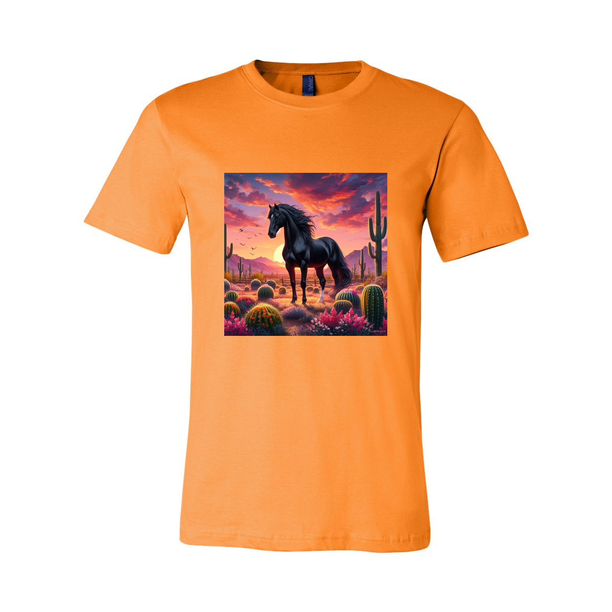 Black Stallion Desert Sunset Design T Shirts