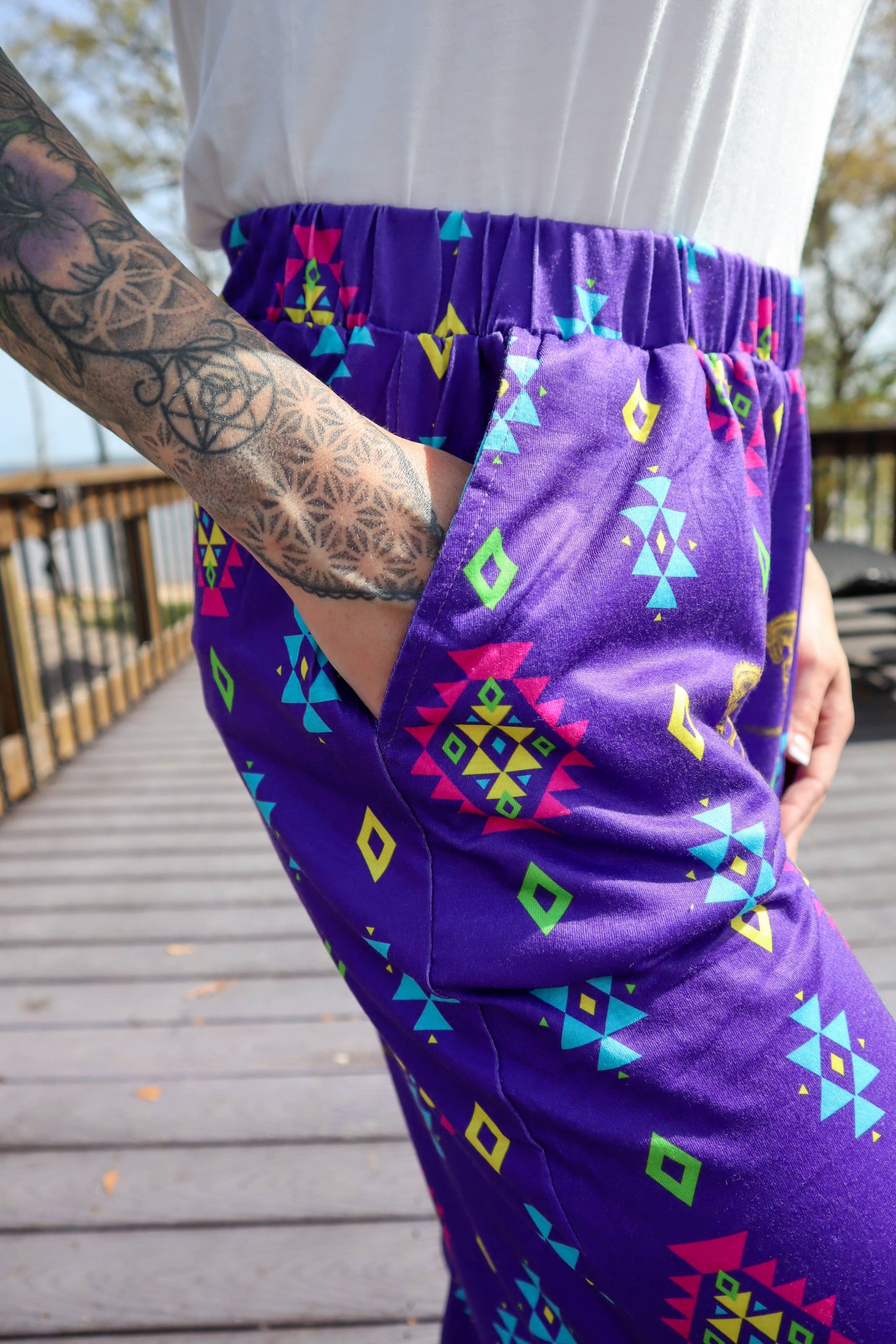 Bucking Purple Trixie Flowy Tied Hem Jogger Pants