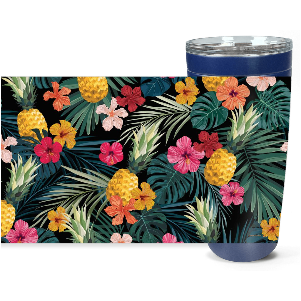 Cowgirl Roots™ Pineapples and Hibiscus Flowers Tumbler 20oz Stainless Steel Insulated Hot and Cold Travel Mugs