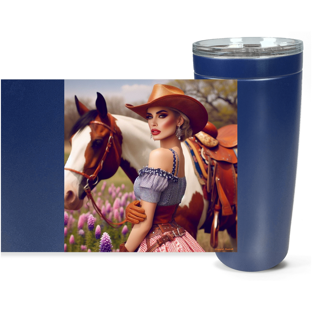 Cowgirl Roots™ Prairie Pin Up Cowgirl Tumbler 20oz Stainless Steel Insulated Hot and Cold Travel Mugs