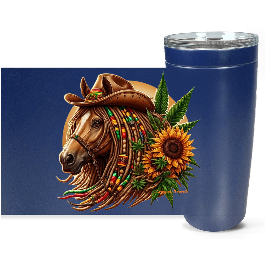 Cowgirl Roots™ Rasta Horse Tumbler 20oz Stainless Steel Insulated Hot and Cold Travel Mugs