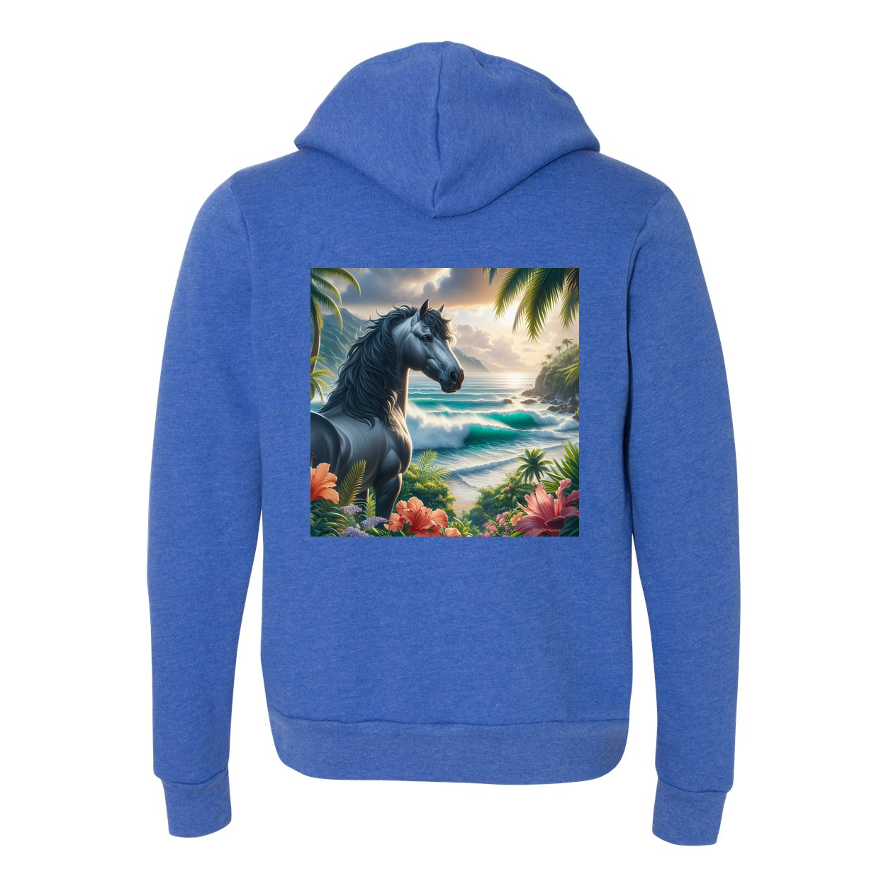 Tropical Grey Stallion Zip-Up Front Pocket Hooded Sweatshirts