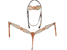 Load image into Gallery viewer, Turquoise Buck-Stitch Headstall Breast Collar Set
