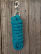 Load image into Gallery viewer, 8&#39; Soft Cotton Lead Rope with Snap Clip, Dark Teal or Black

