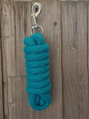 8' Soft Cotton Lead Rope with Snap Clip, Dark Teal or Black