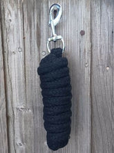 Load image into Gallery viewer, 8&#39; Soft Cotton Lead Rope with Snap Clip, Dark Teal or Black
