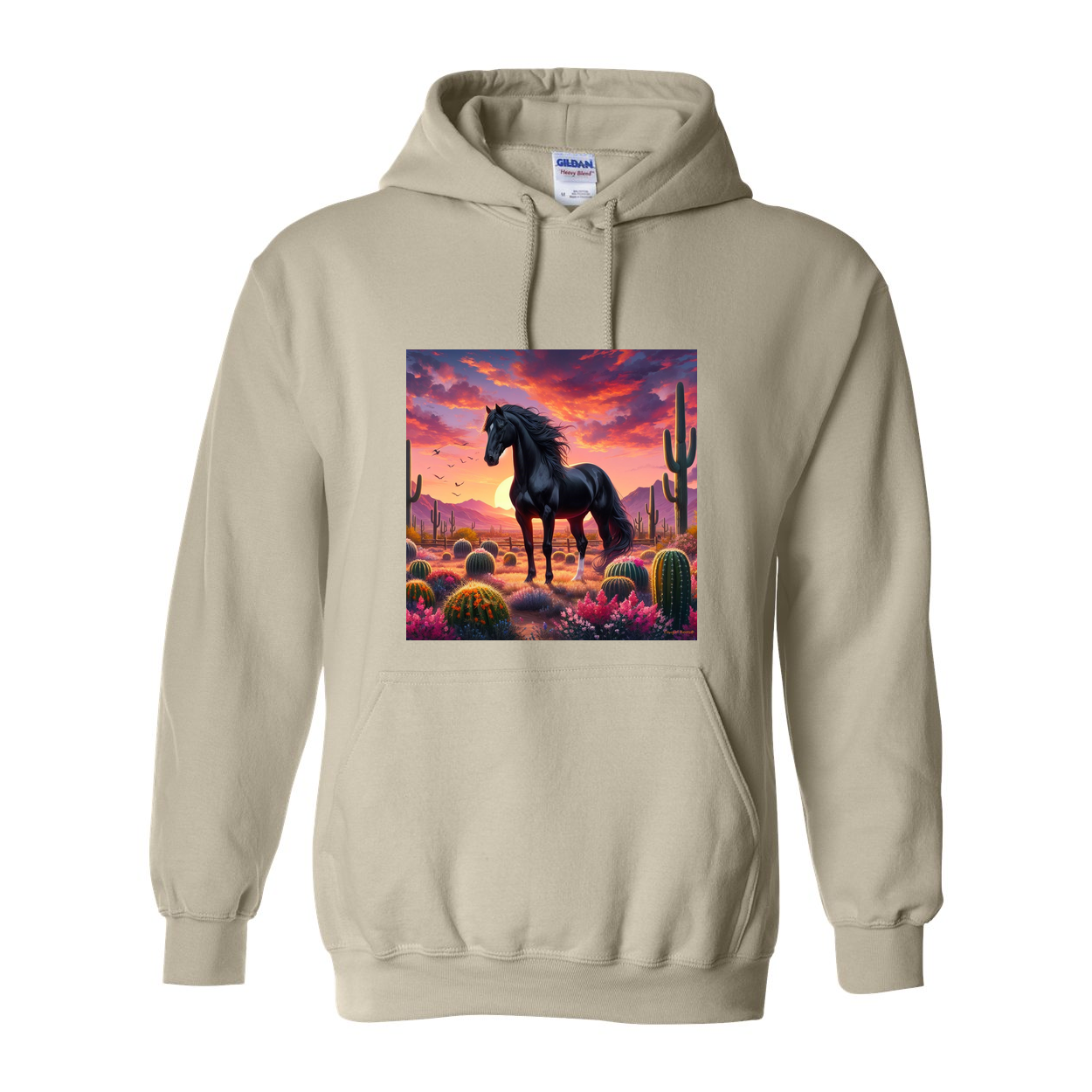 Black Stallion Desert Sunset Pull Over Front Pocket Hoodies