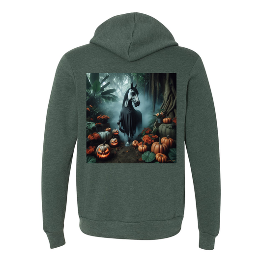 Eerie Halloween Horse Zip Up Sweatshirt