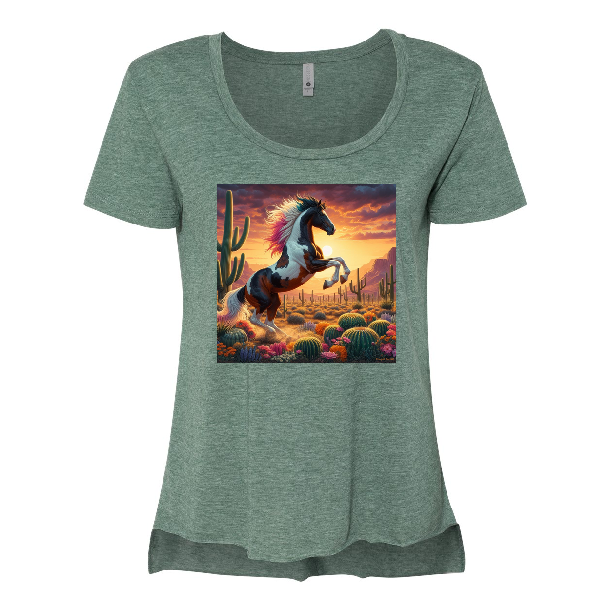 Painted Desert Horse Scoop Neck T Shirts