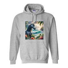 Load image into Gallery viewer, Tropical Grey Stallion Horse Pull Over Front Pocket Hoodies
