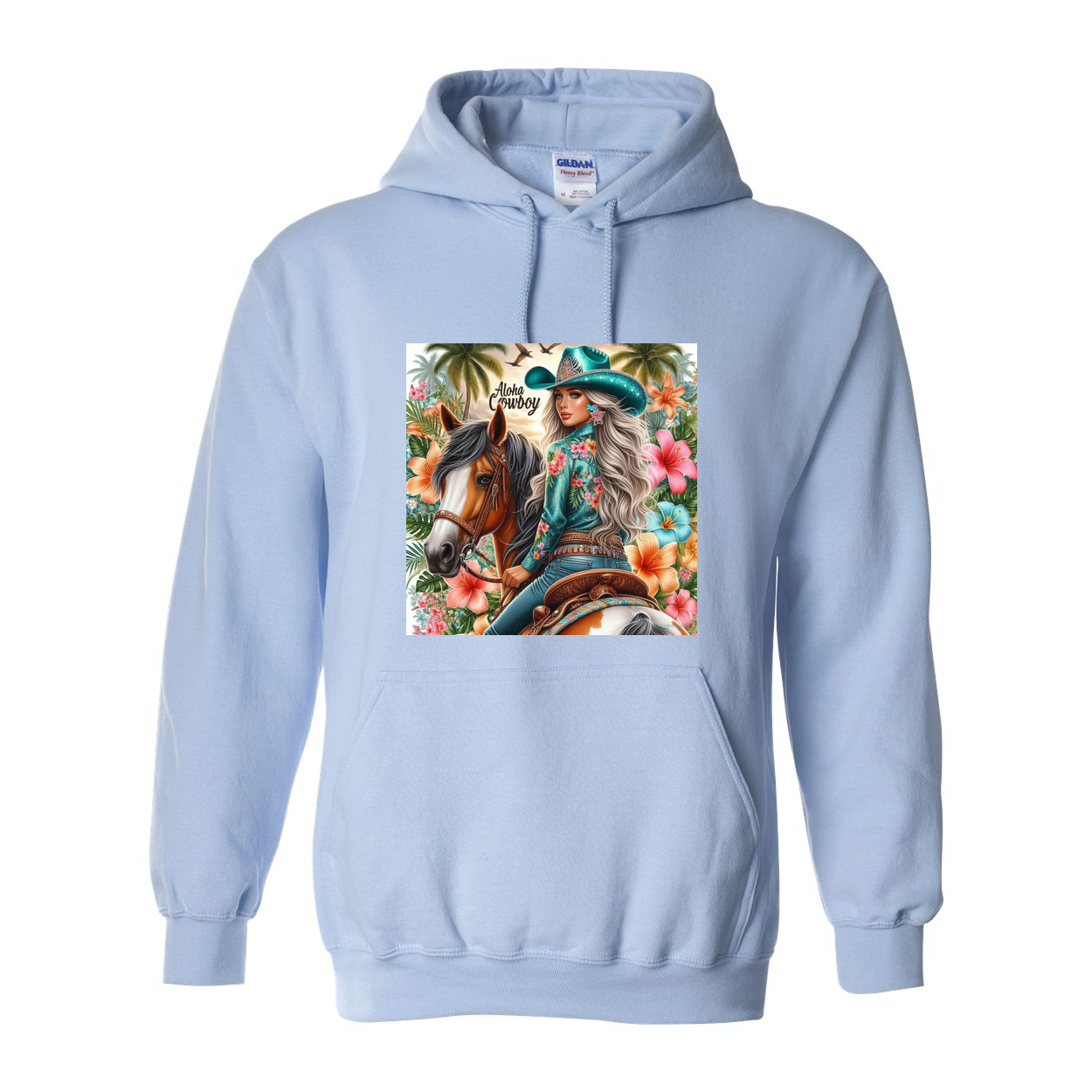 Aloha Cowboy Island Girl Pull Over Front Pocket Hoodies