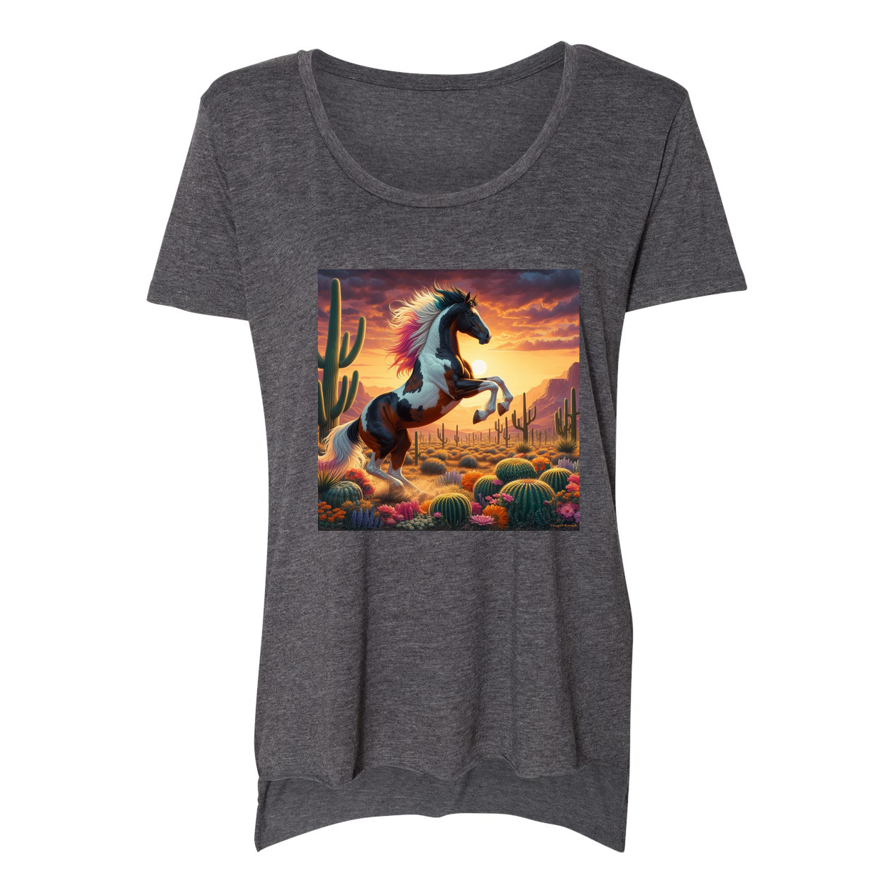 Painted Desert Horse Scoop Neck T Shirts