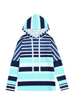 Load image into Gallery viewer, Green or Blue Striped Drawstring Long Sleeve Hoodie
