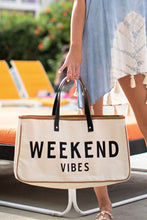 Load image into Gallery viewer, White WEEKEND VIBES Canvas Tote
