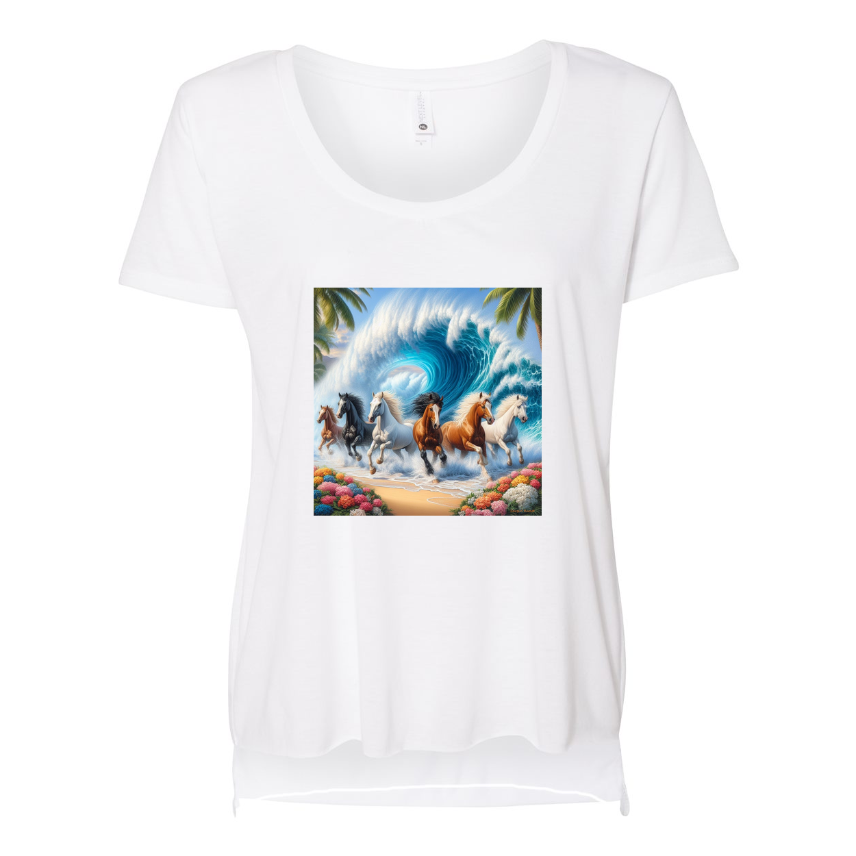 Ocean Herd of Horses Scoop Neck T Shirts