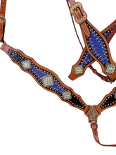 Load image into Gallery viewer, Kelsie Purple and Black Croc Bling Horse Headstall and Breast Collar
