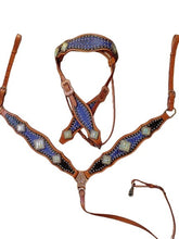 Load image into Gallery viewer, Kelsie Purple and Black Croc Bling Horse Headstall and Breast Collar
