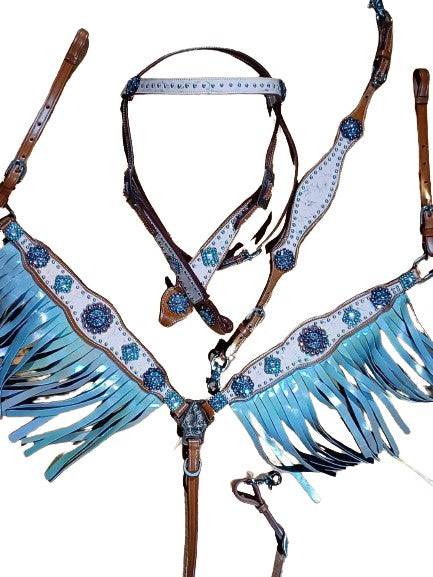 Tilly Horse Headstall and Breast Collar Set Fringe Wither Strap