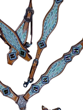 Load image into Gallery viewer, Cassidy Diamond Sting Ray Bling Horse Headstall Breast Collar Set Fringe Wither Strap
