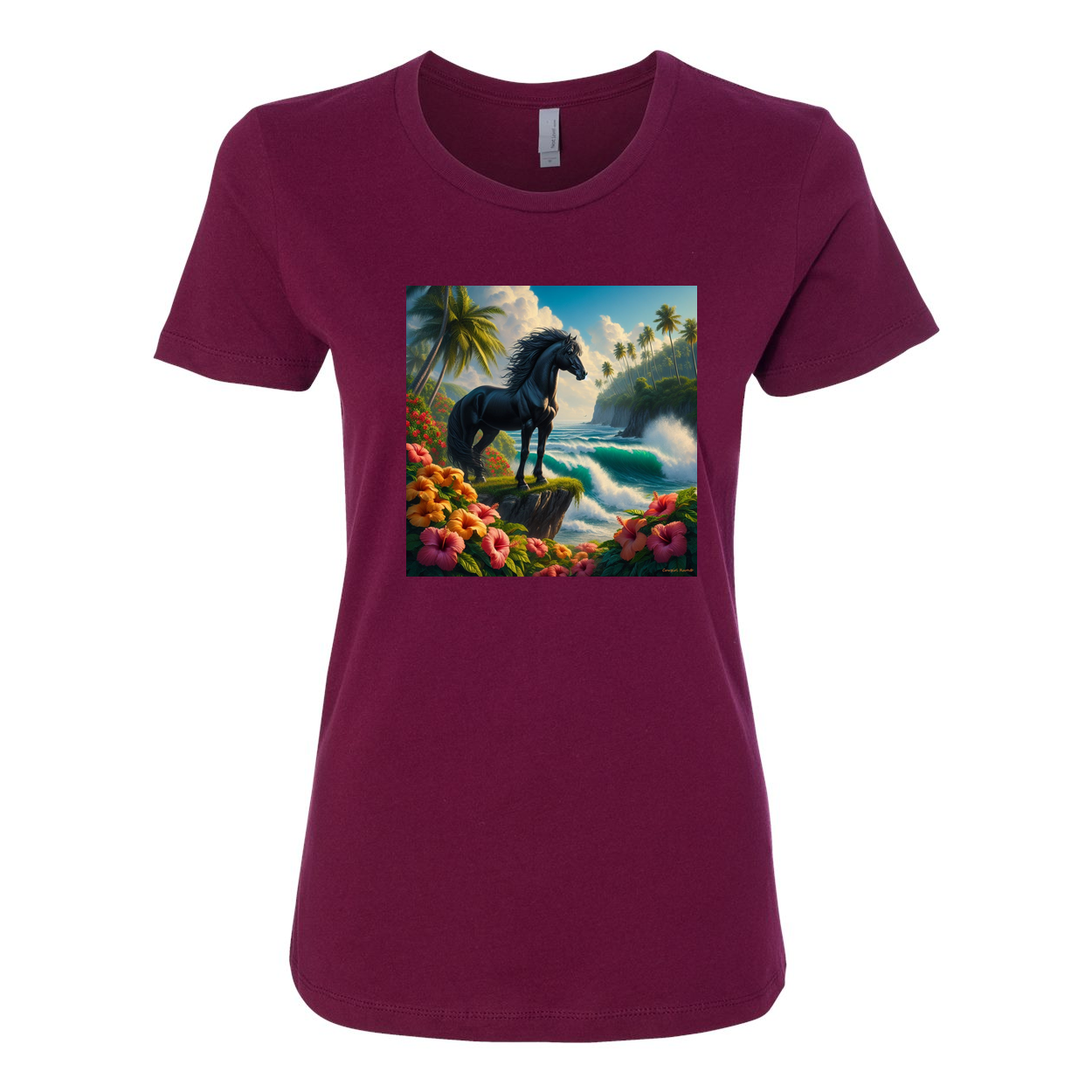 Tropical Black Stallion Horse Boyfriend T Shirts