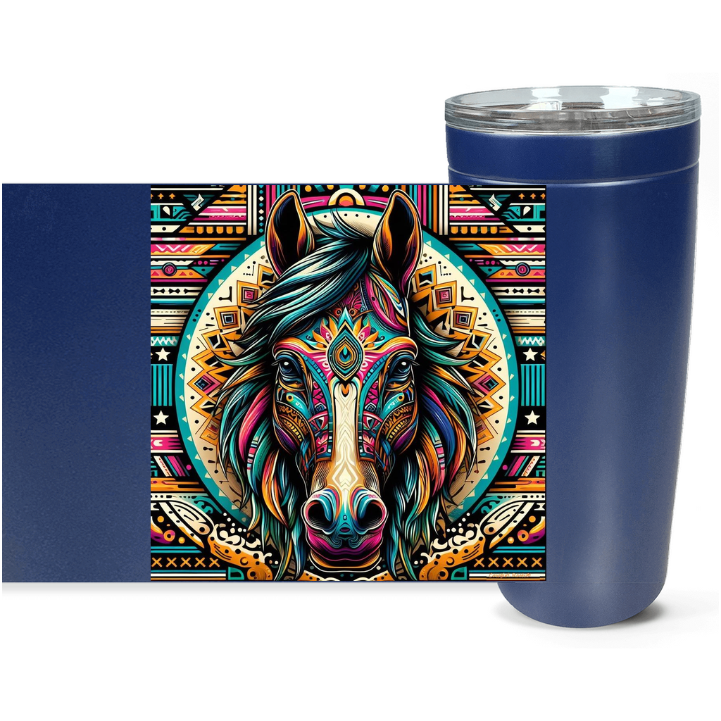 Cowgirl Roots™ Tumbler 20oz Dusty the Tribal Horse Stainless Steel Insulated Hot and Cold Travel Tumbler Mugs