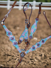 Load image into Gallery viewer, Ariel Mermaid Print Headstall Breast Collar Wither Strap Set
