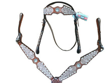 Load image into Gallery viewer, Traditional White Buck-Stitch, Headstall Breast Collar Set
