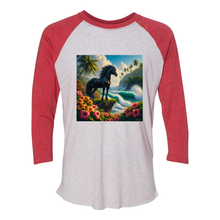 Load image into Gallery viewer, Tropical Black Stallion Horse 3 4 Sleeve Raglan T Shirts
